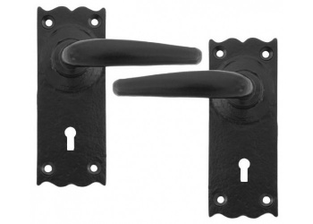Oak Cast Sprung Lever Lock Handle Set - Black